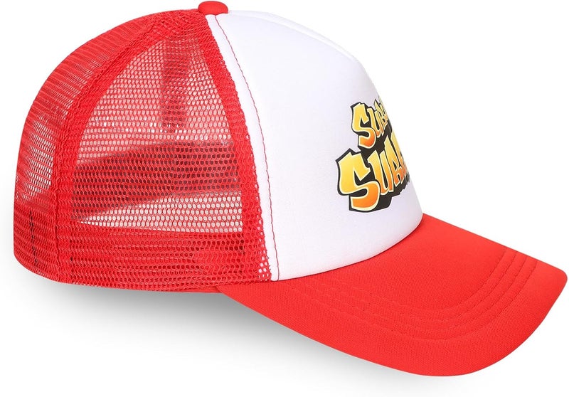 SockFrenzy Red and White Baseball Caps Summer Breathable Mesh Snapback Unisex Running Trucker Hat - Image 2